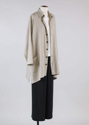 linen mix wide a-line back pleat jacket with collar - long plus