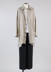 linen mix wide a-line back pleat jacket with collar - long plus