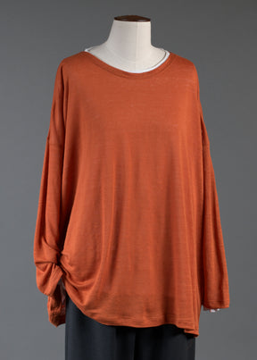 linen long sleeve boat neck t-shirt - long