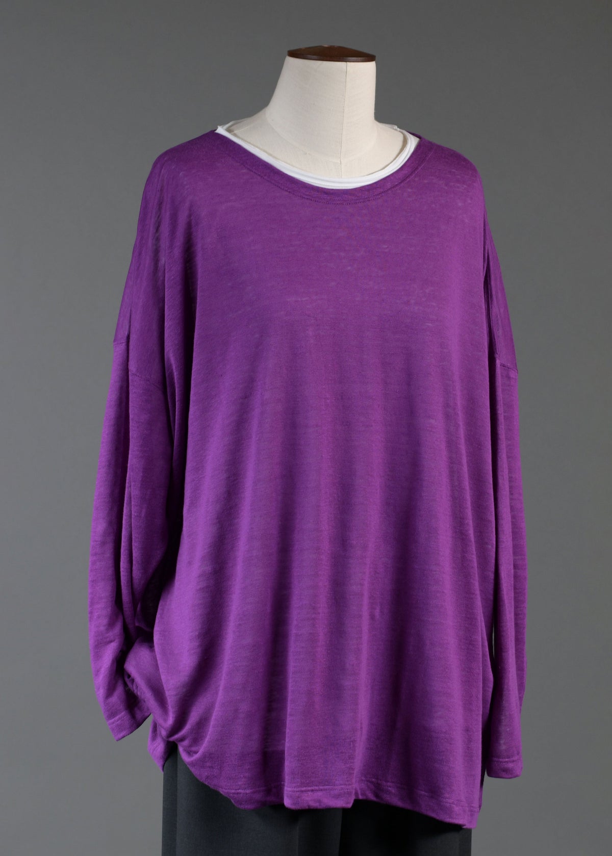 linen long sleeve boat neck t-shirt - long