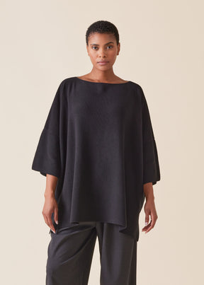 cotton square 3/4 sleeve sweater - long