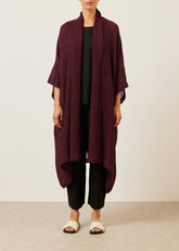 linen mix wide short sleeve scrunch shawl abbaya coat