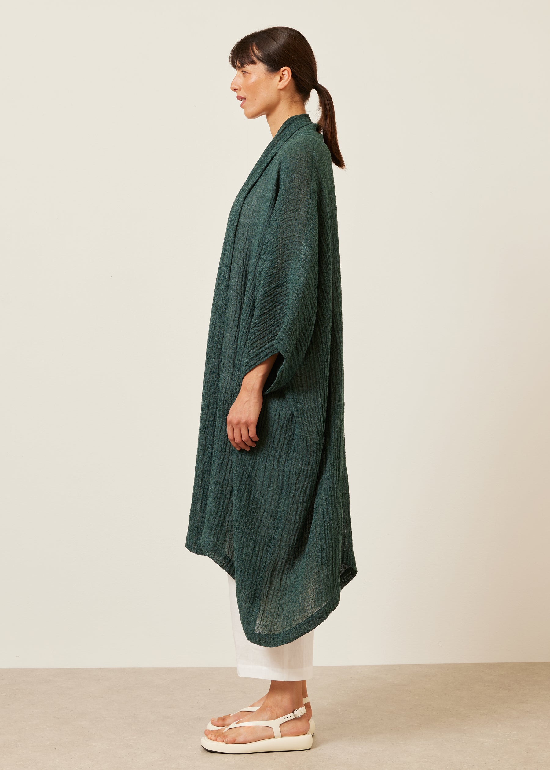 wide short sleeve scrunch shawl abbaya coat