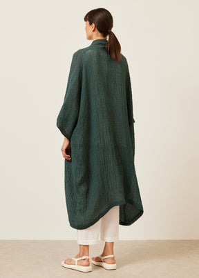 linen mix wide short sleeve scrunch shawl abbaya coat