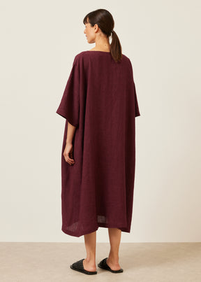 linen angle-to-front side seam scoop neck t shirt dress