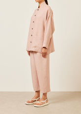 linen achkan' stand collar jacket - long