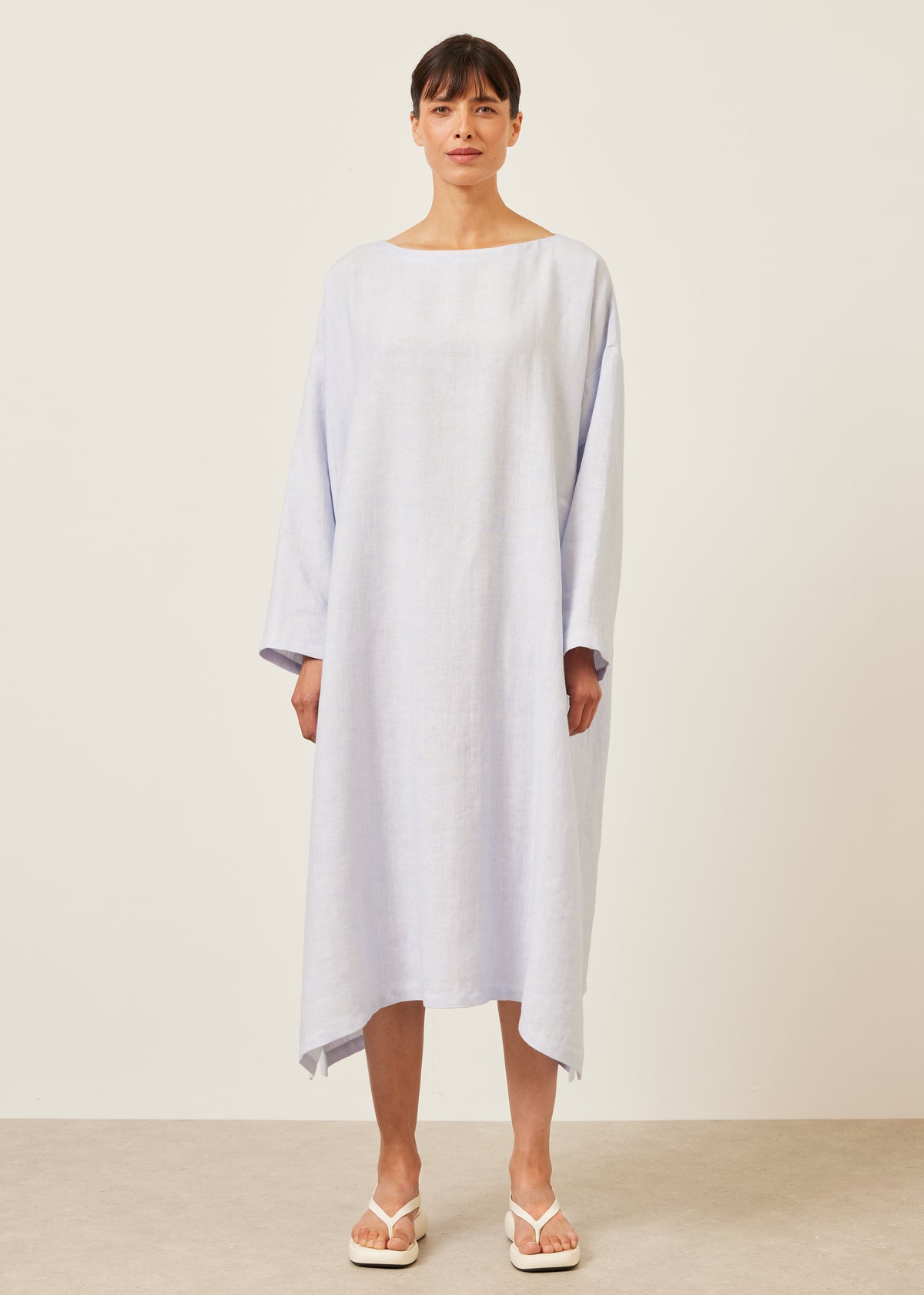 linen wide a-line scoop neck dress