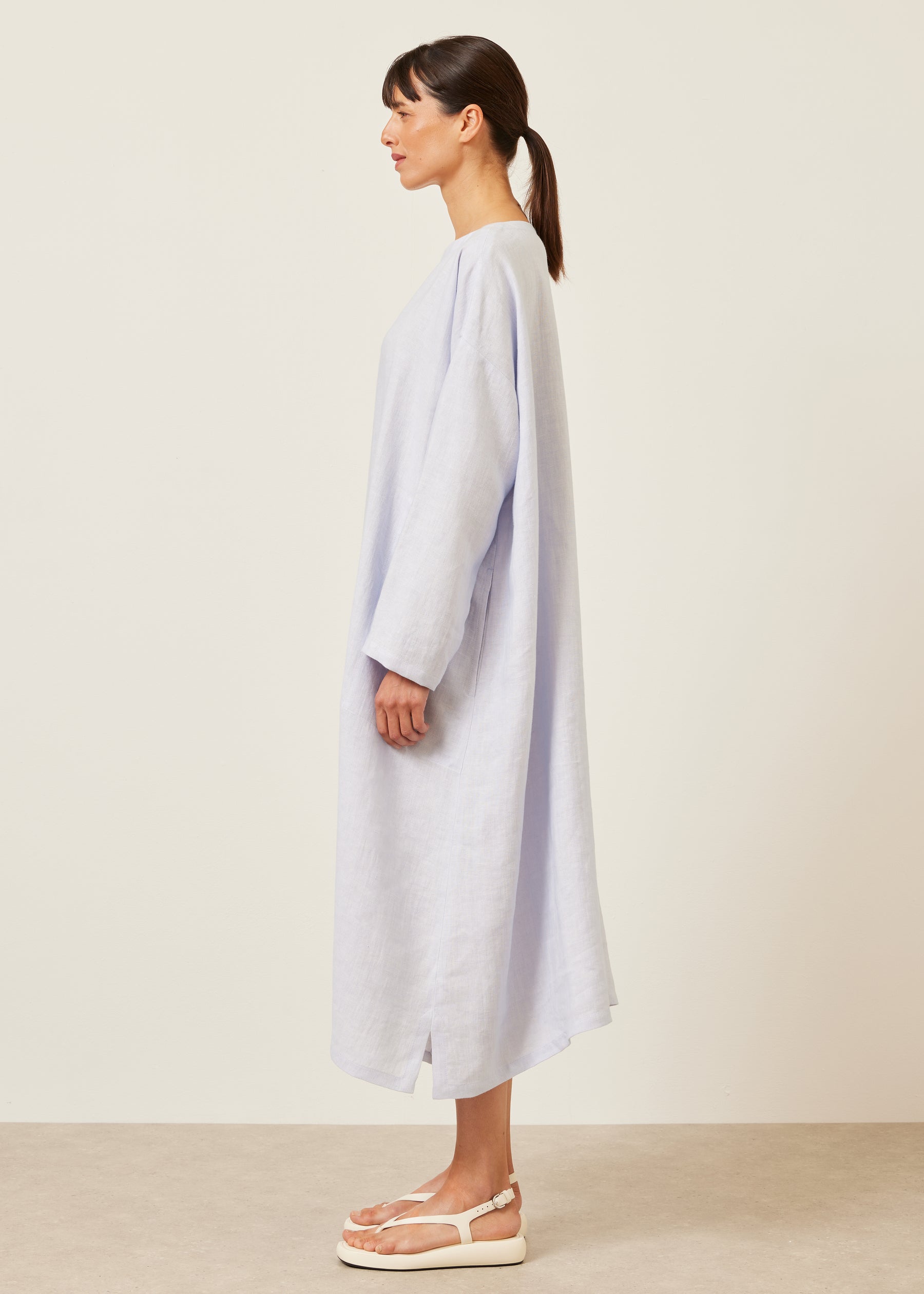 linen wide a-line scoop neck dress