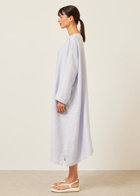 linen wide a-line scoop neck dress