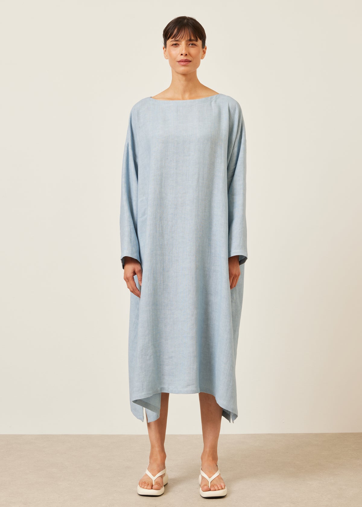 linen wide a-line scoop neck dress