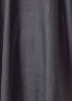 linen wide a-line collarless classic shirt - long plus