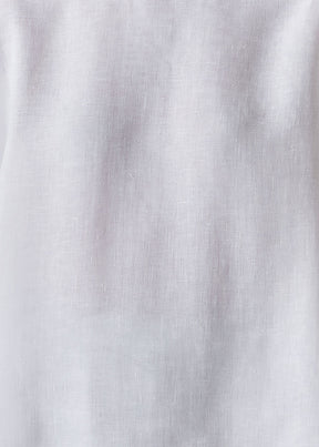 linen sloped shoulder wide a-line scoop neck top - mid