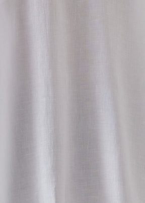linen a-line short sleeve tunic with double stand collar - mid