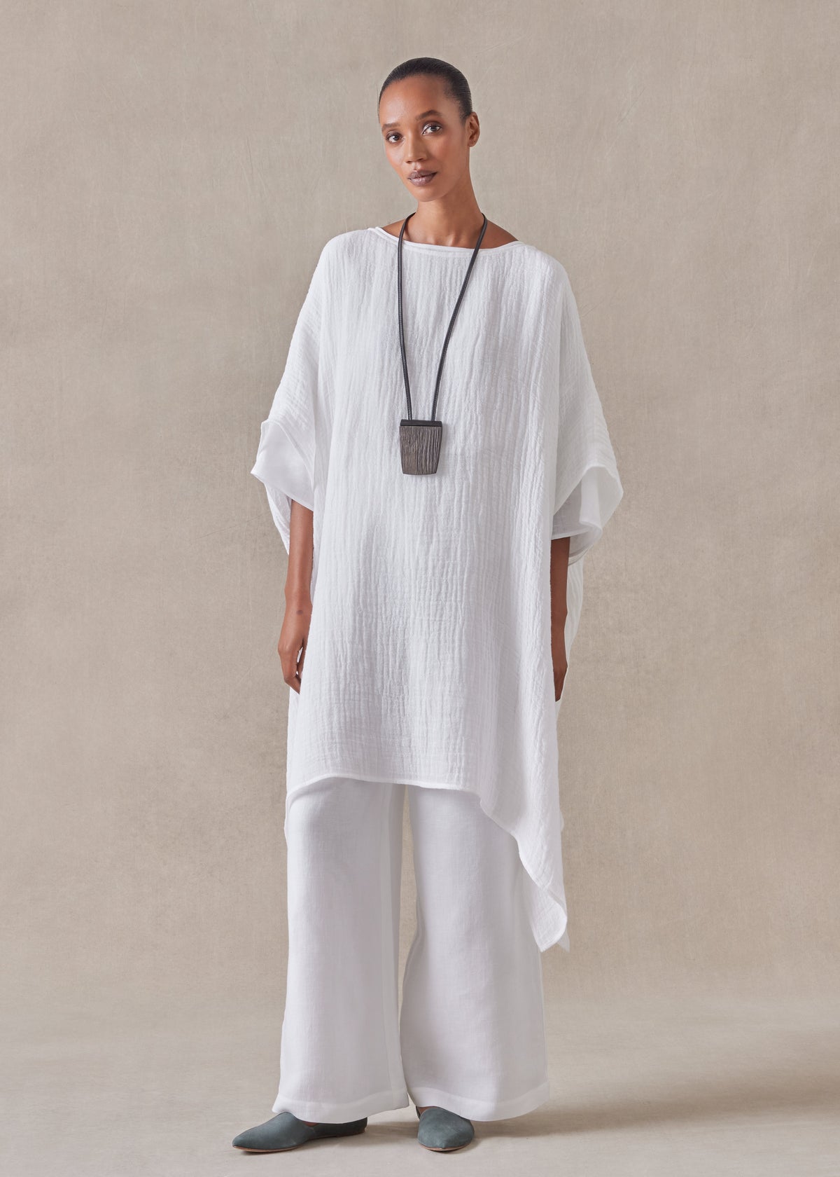 linen scoop neck kaftan - very long