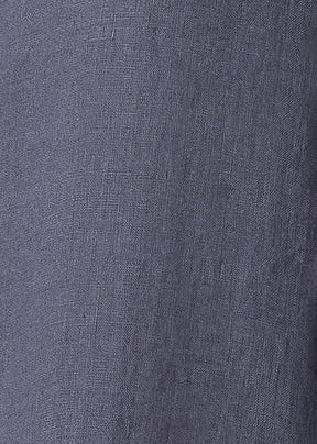 linen slim collarless short sleeve shirt - regular