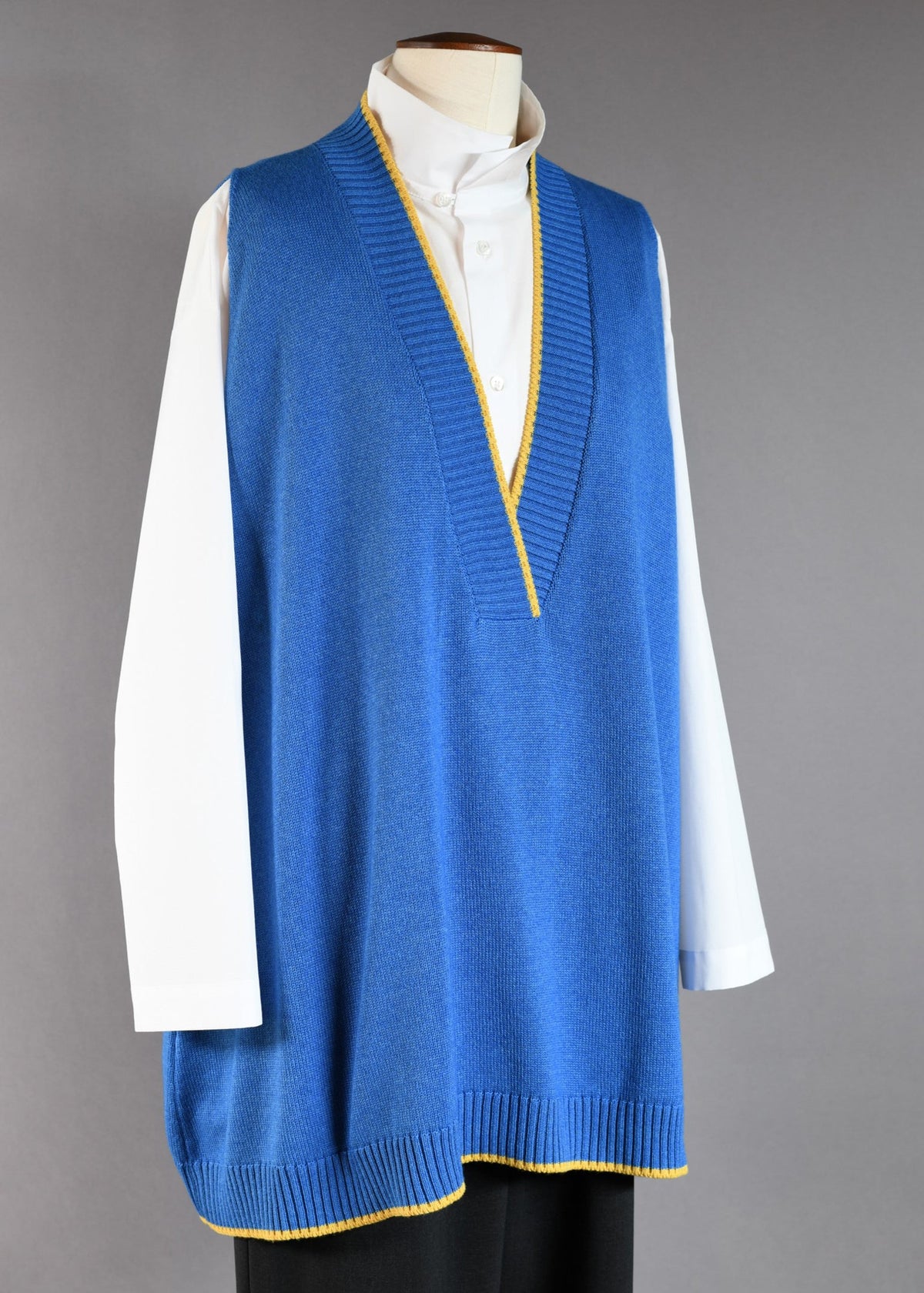 cashmere silk mix a-line sleeveless cross over v-neck sweater- long