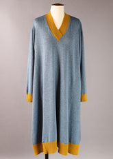 cashmere silk mix a-line v neck knit dress