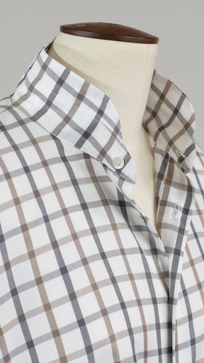 cotton wide a-line double stand collar classic shirt - long plus