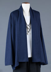 cotton wide a-line scrunch shawl collar jacket - mid plus