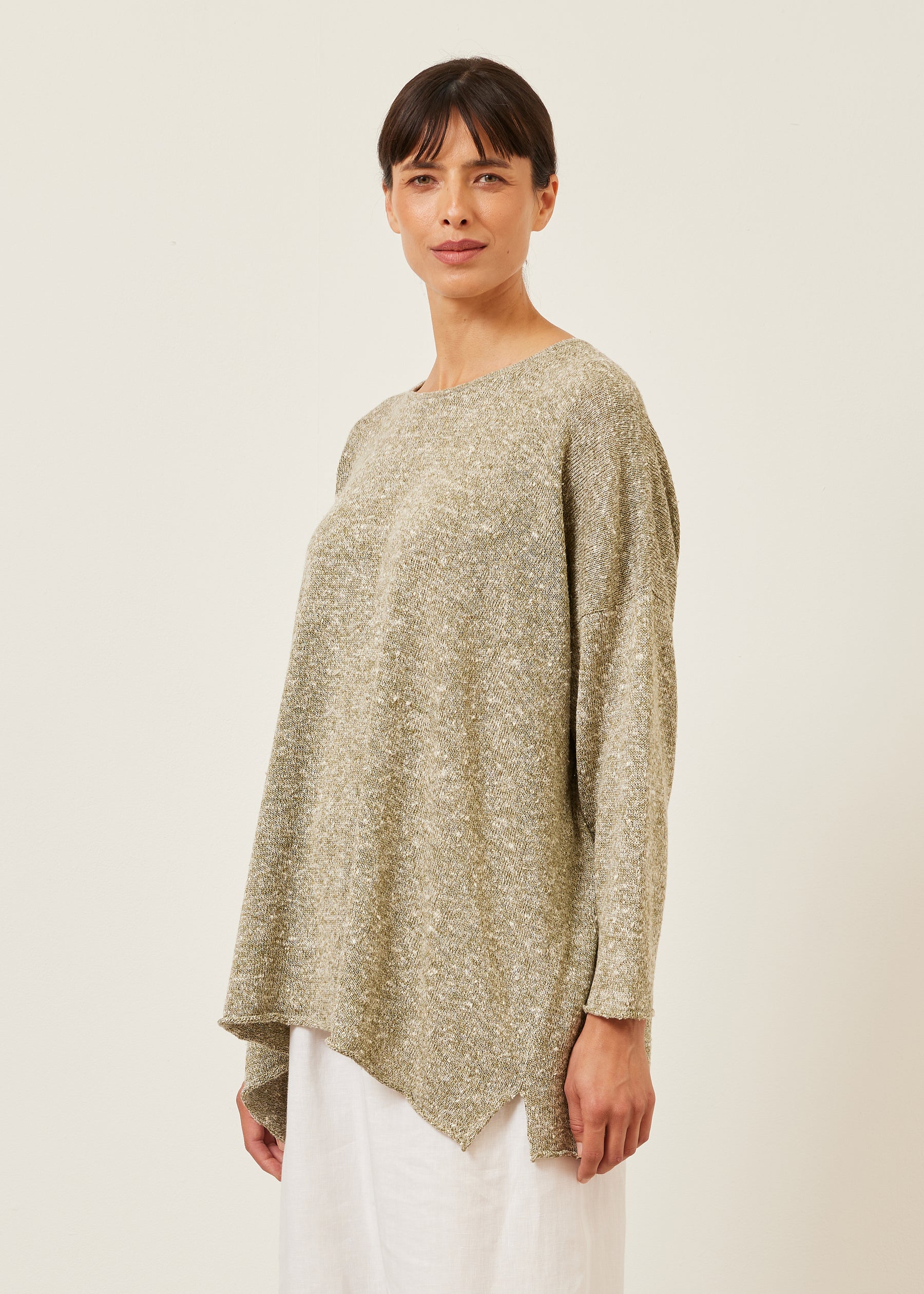 linen silk mix bateau neck sweater - mid plus