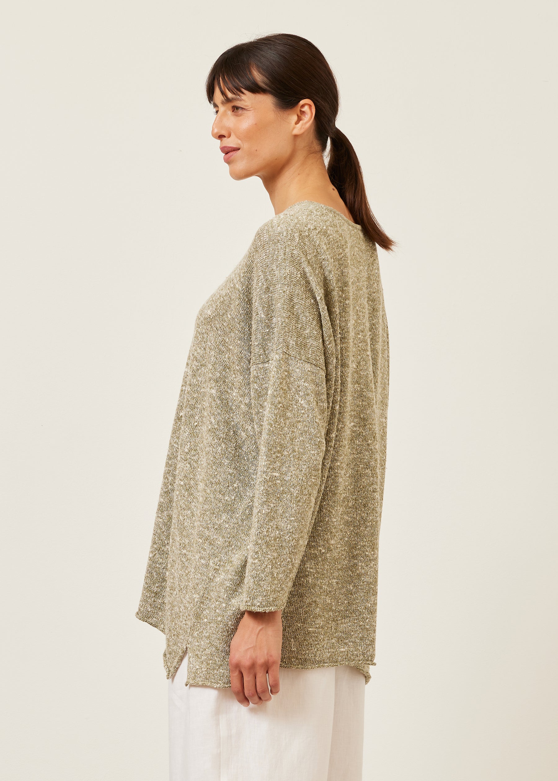 linen silk mix bateau neck sweater - mid plus