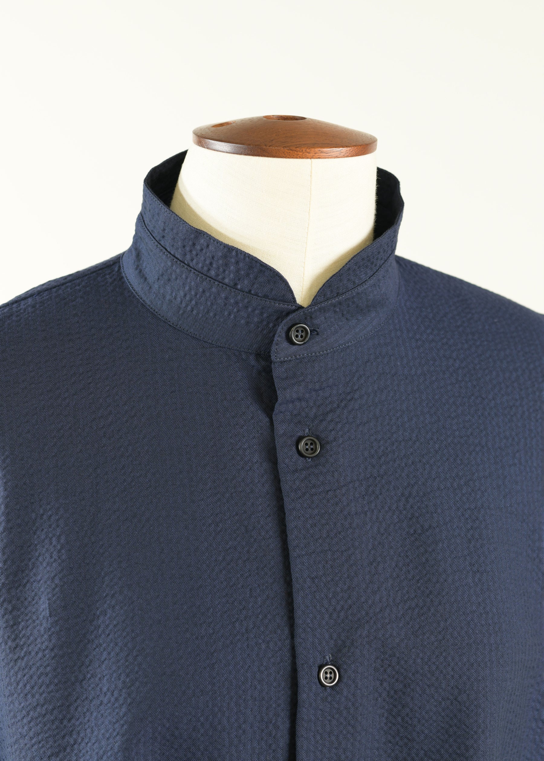 cotton wide a-line shirt with double stand collar - mid plus