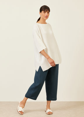 cotton square 3/4 sleeve sweater - long