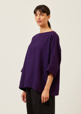 cotton scoop neck 3/4 sleeve top with hembands - mid plus