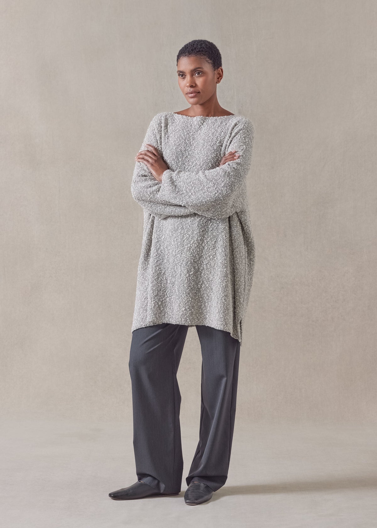 cotton square sweater - long