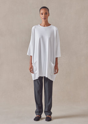 cotton jersey sloped shoulder round neck poncho - long plus