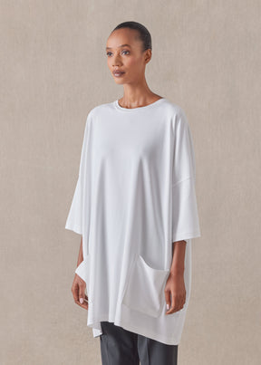 cotton jersey sloped shoulder round neck poncho - long plus