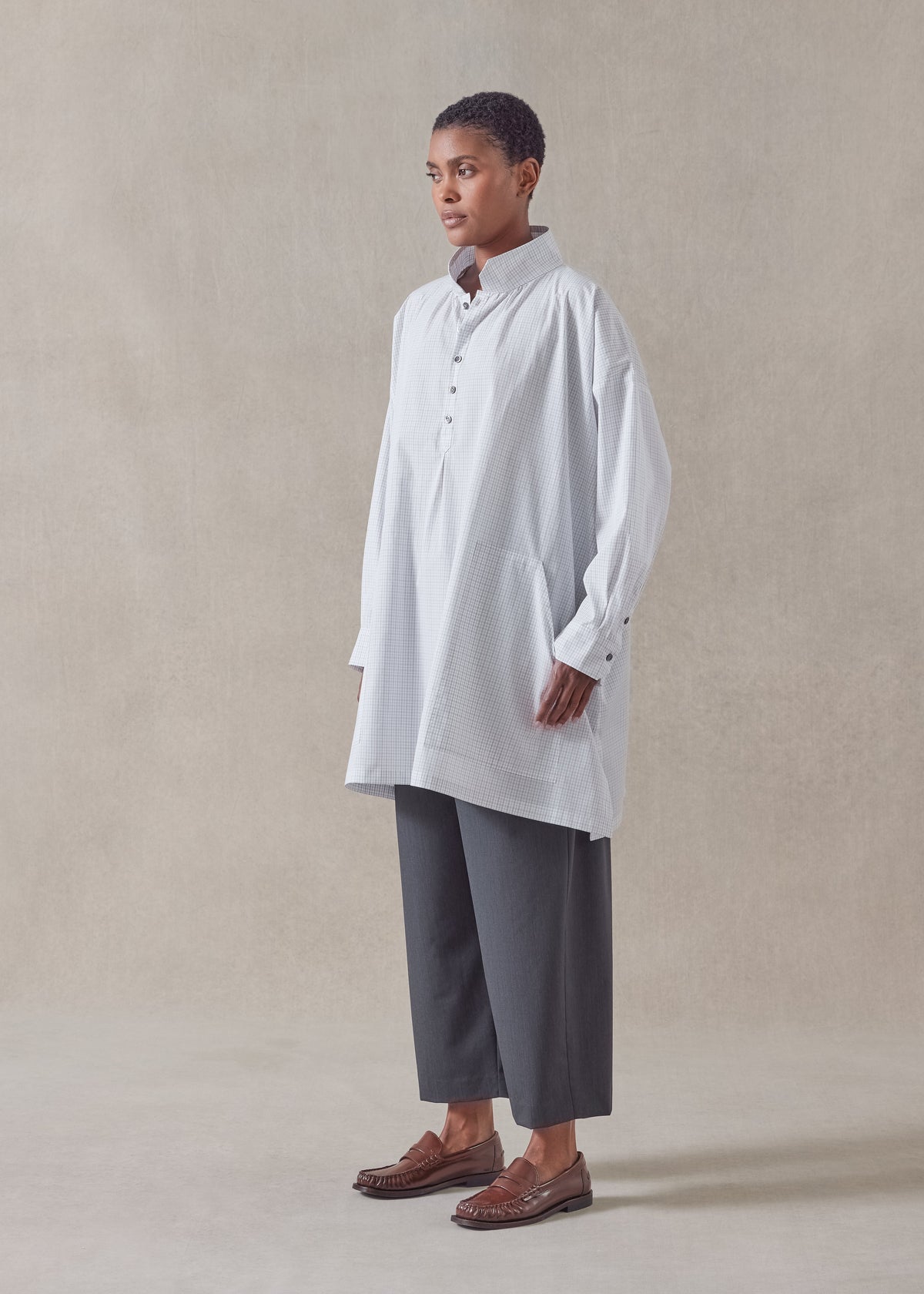 cotton wide a-line artists smock - long plus