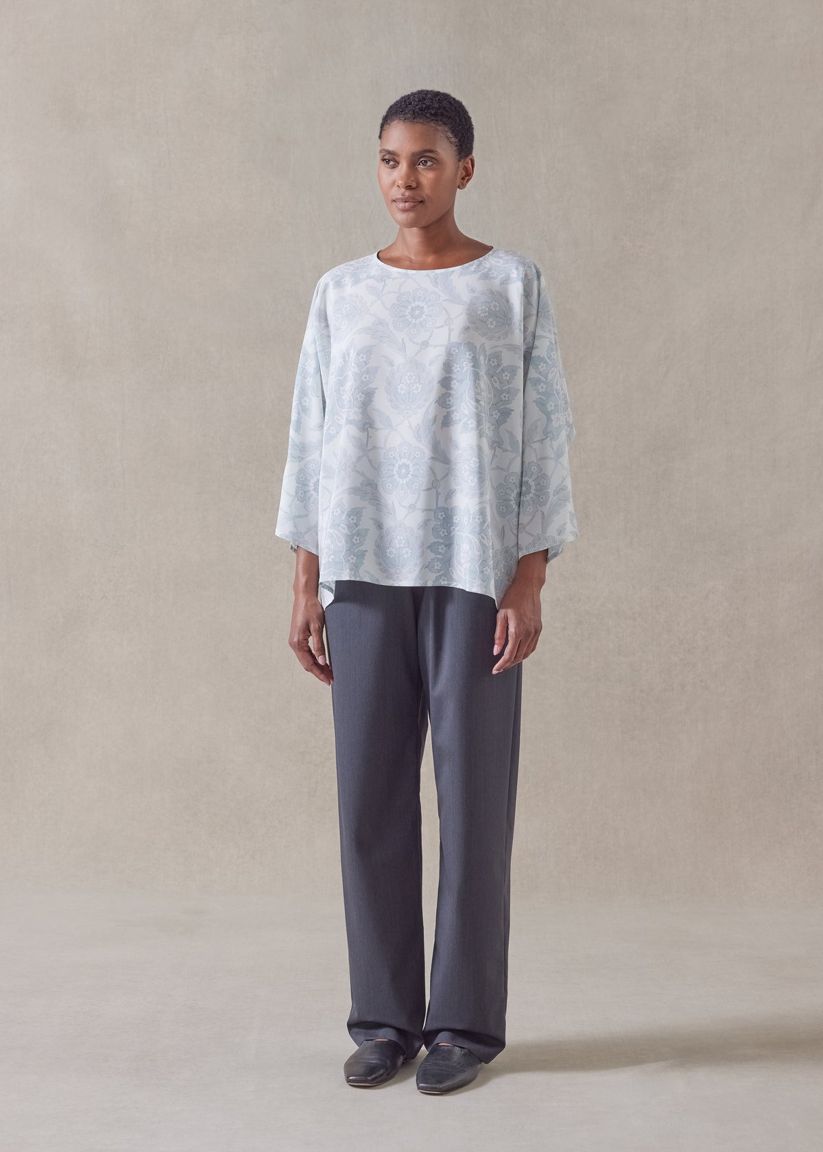 silk boat neck top - mid