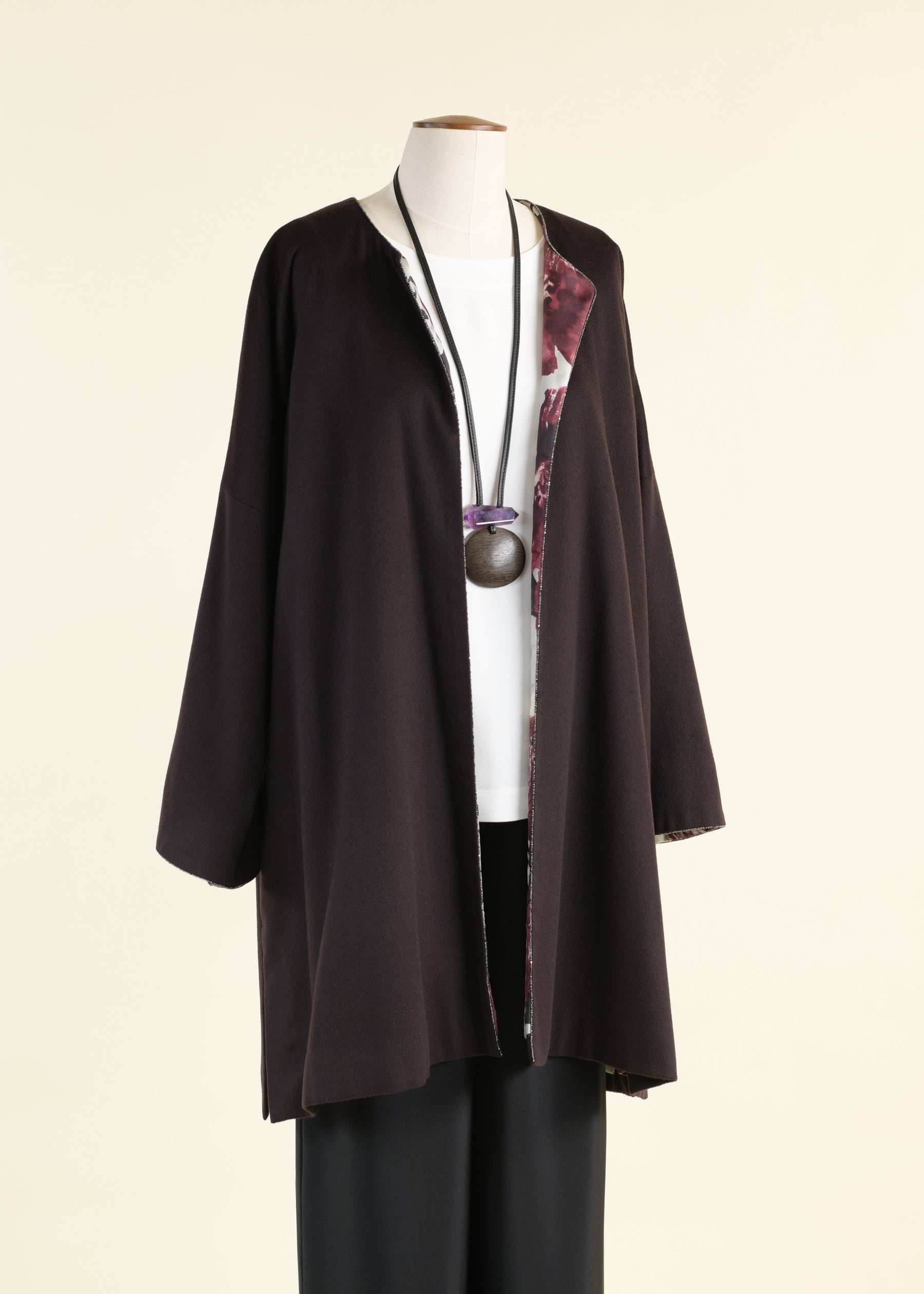 cashmere imperial round neck coat - very long