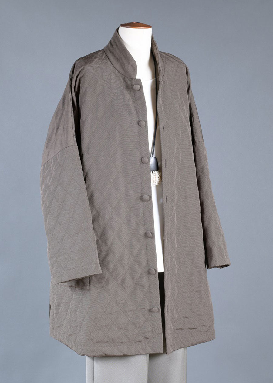 silk imperial coat with chinese collar - long plus