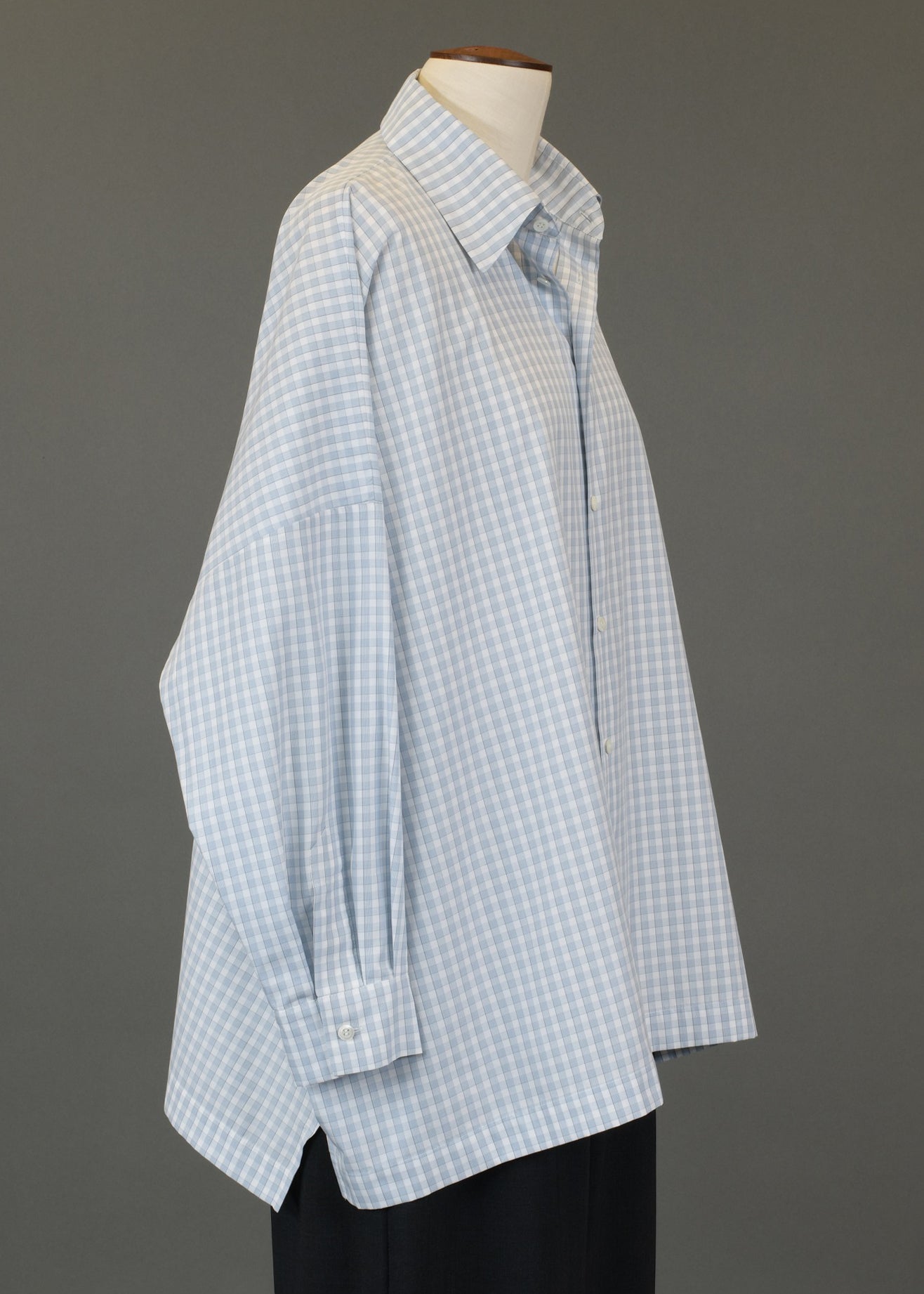 cotton wide longer back shirt with collar - long