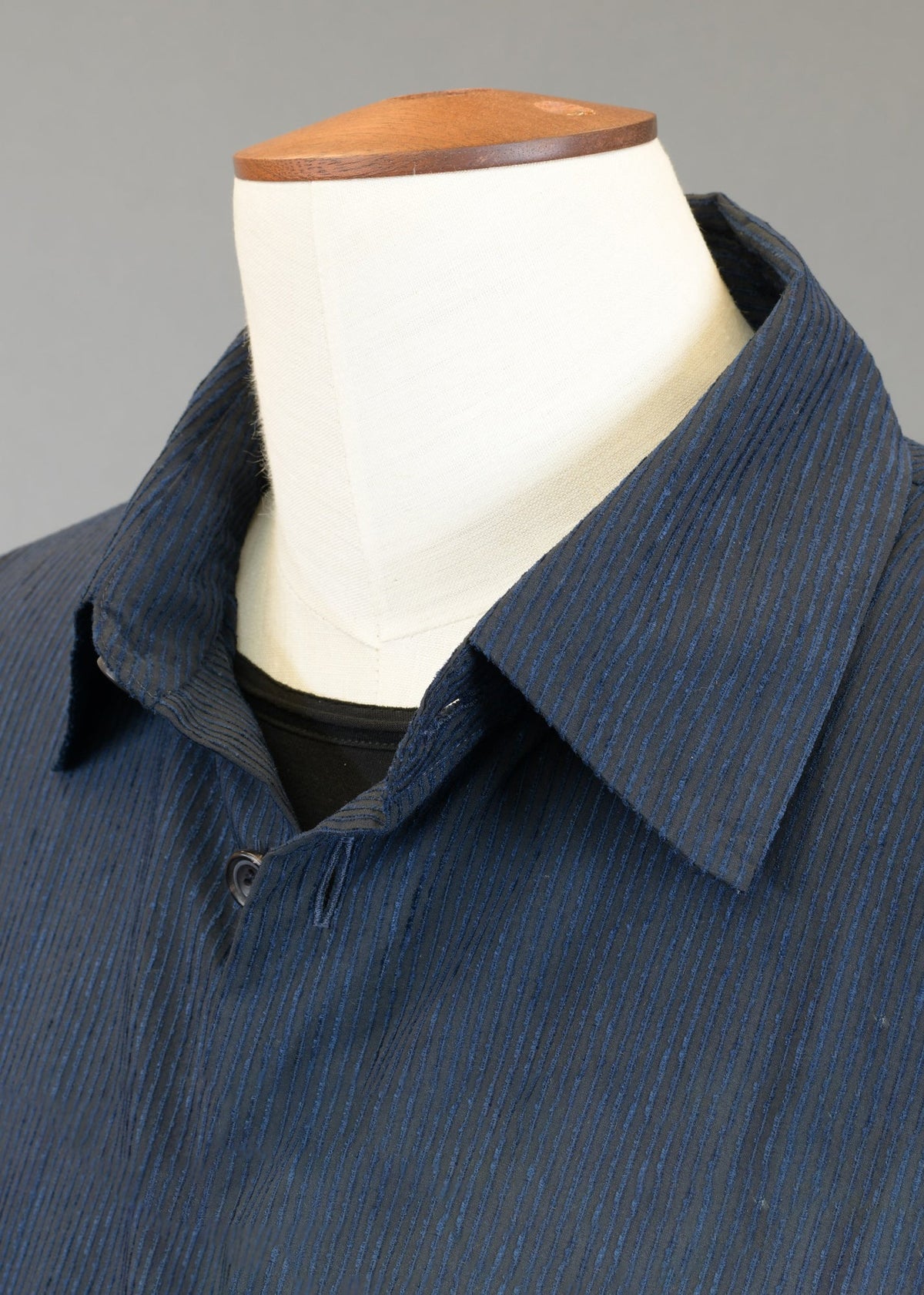 cotton wide a-line shirt jacket with collar - long