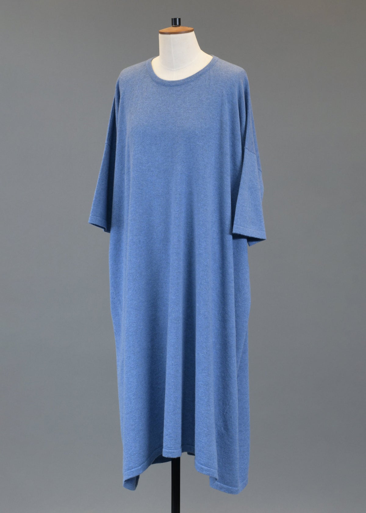 cashmere angle-to-front round neck knit t shirt dress