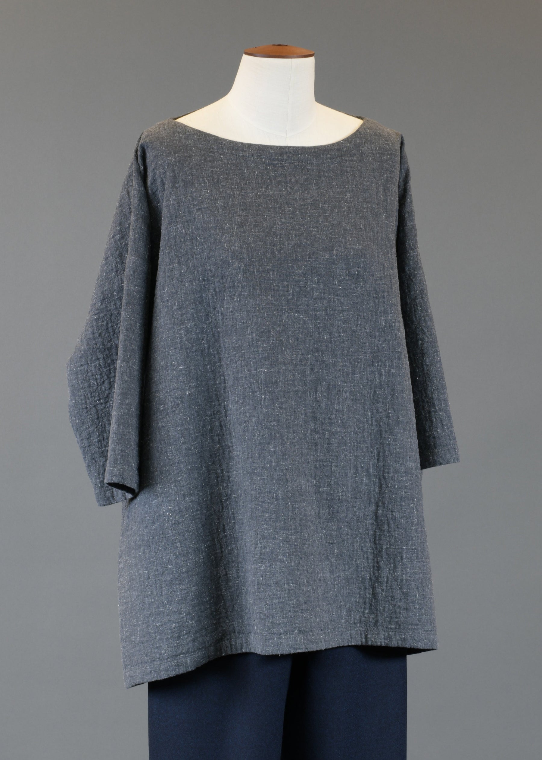 cotton wide a-line 3/4 sleeve scoop neck - long