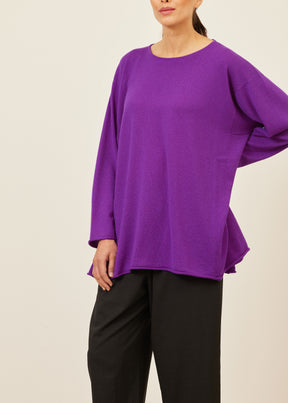 cashmere side panelled a-line bateau neck sweater - long