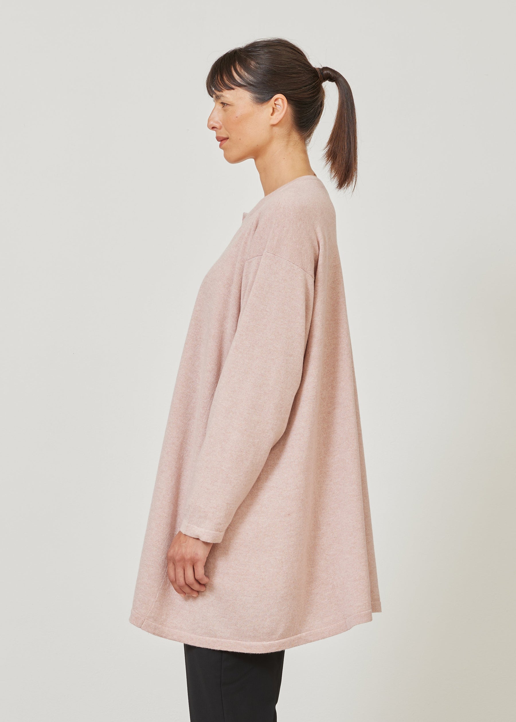 cashmere knitted side panelled cardigan - long plus