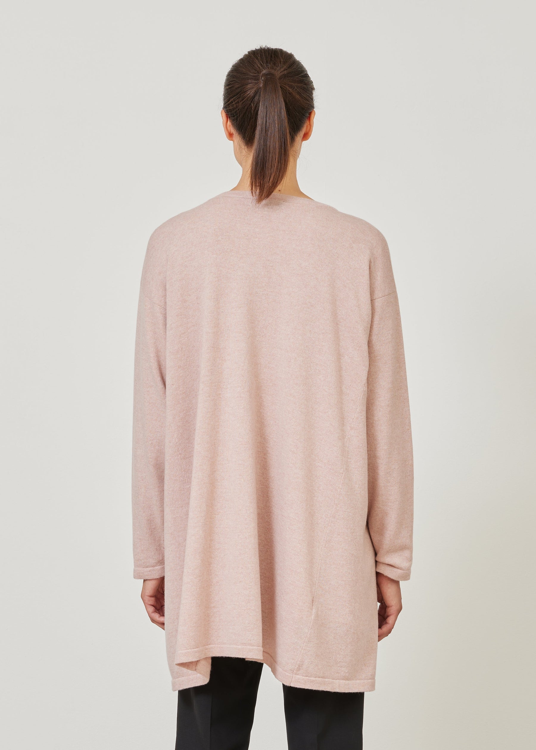 cashmere knitted side panelled cardigan - long plus