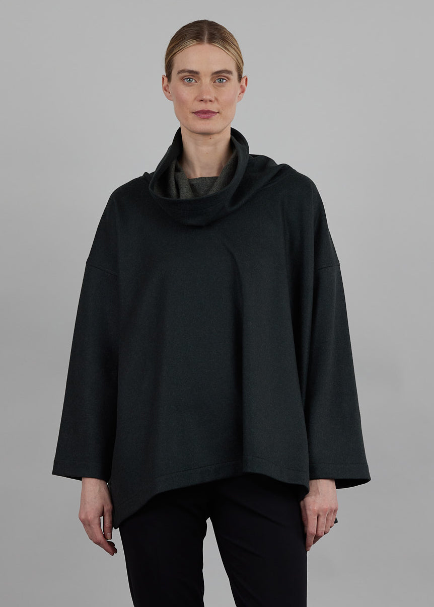 cashmere wide a-line monks top - long