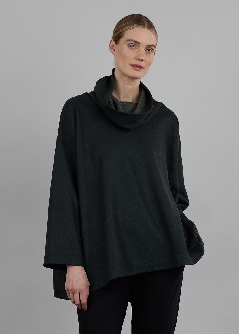 cashmere wide a-line monks top - long