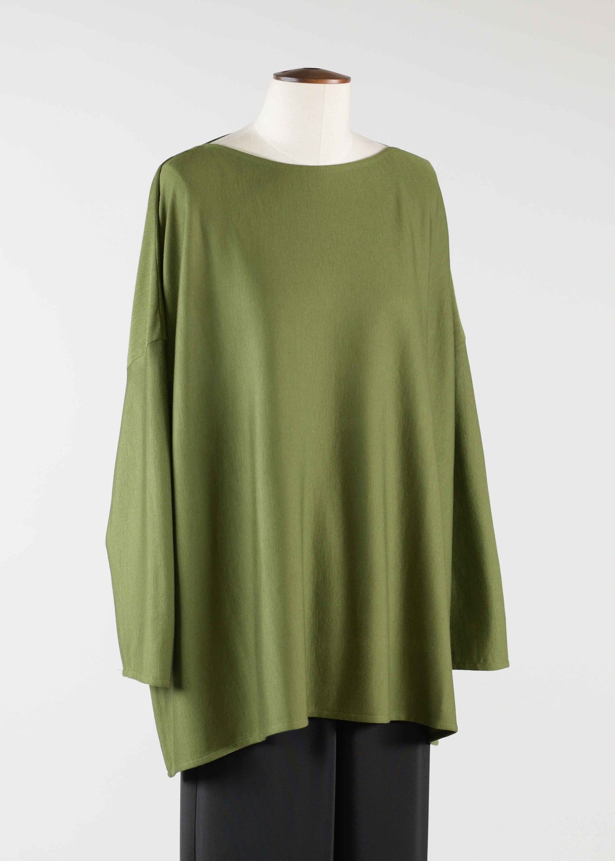 cashmere silk mix wide slim sleeve slash neck - long