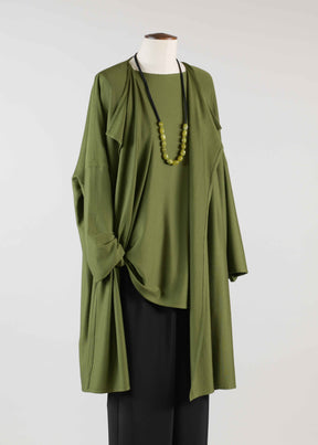 cashmere silk mix wide slim sleeve slash neck - long