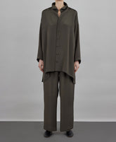 silk wide a-line shirt with open 'standup collar'  - long plus