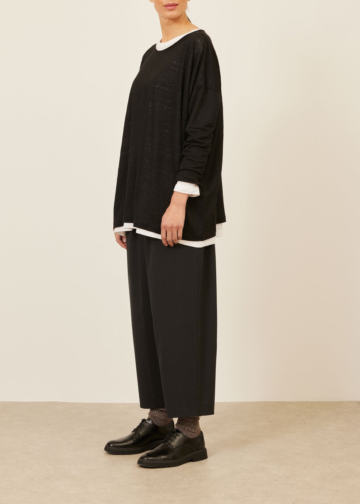 linen long sleeve boat neck - long