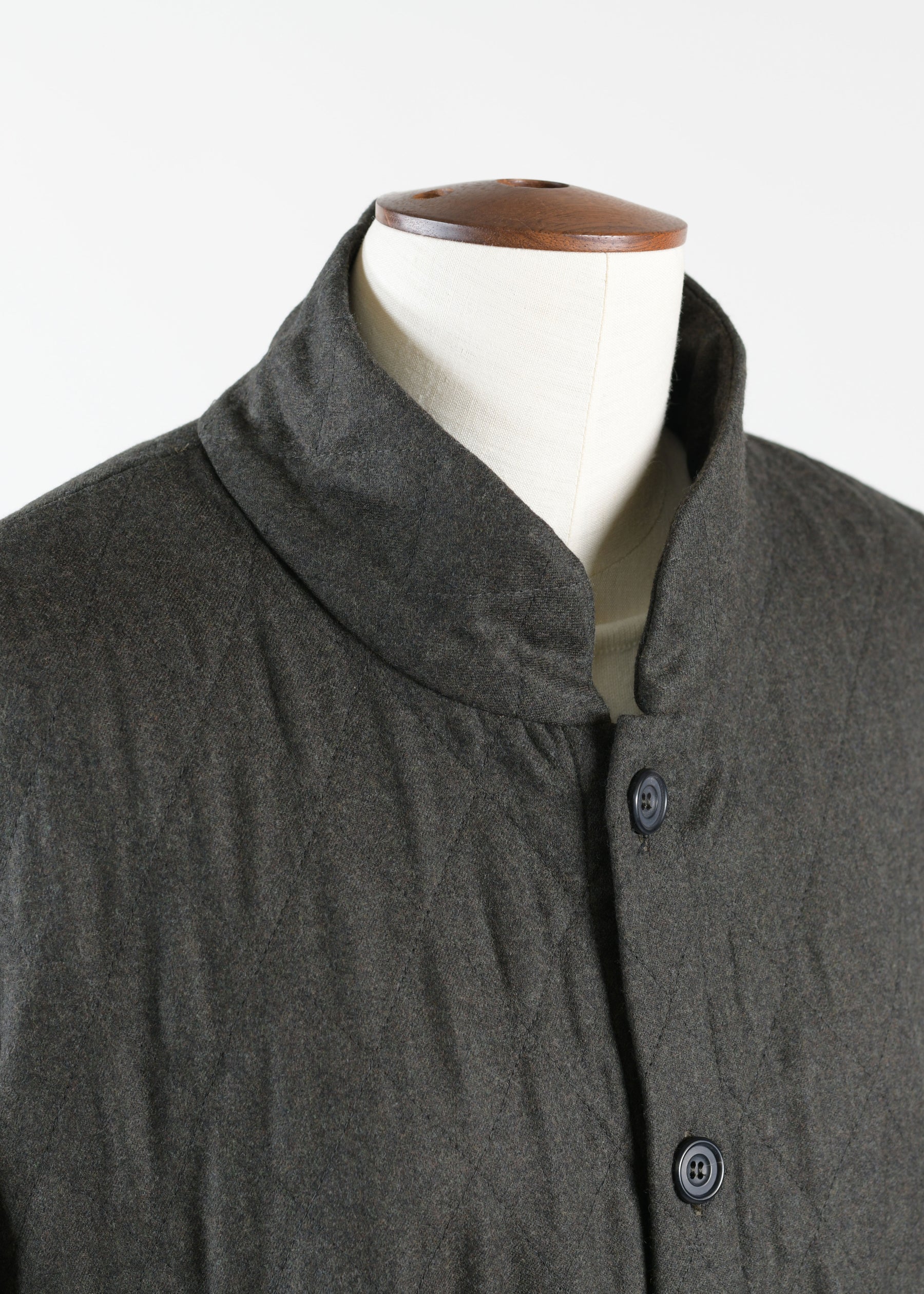 wool imperial coat with chinese collar - long plus