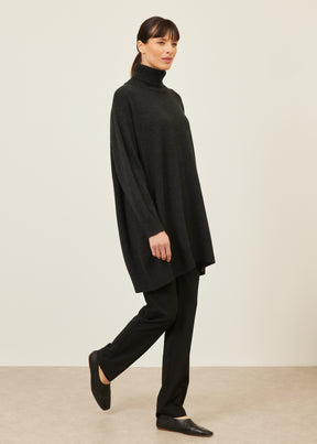 cashmere panelled a-line roll neck sweater - long plus